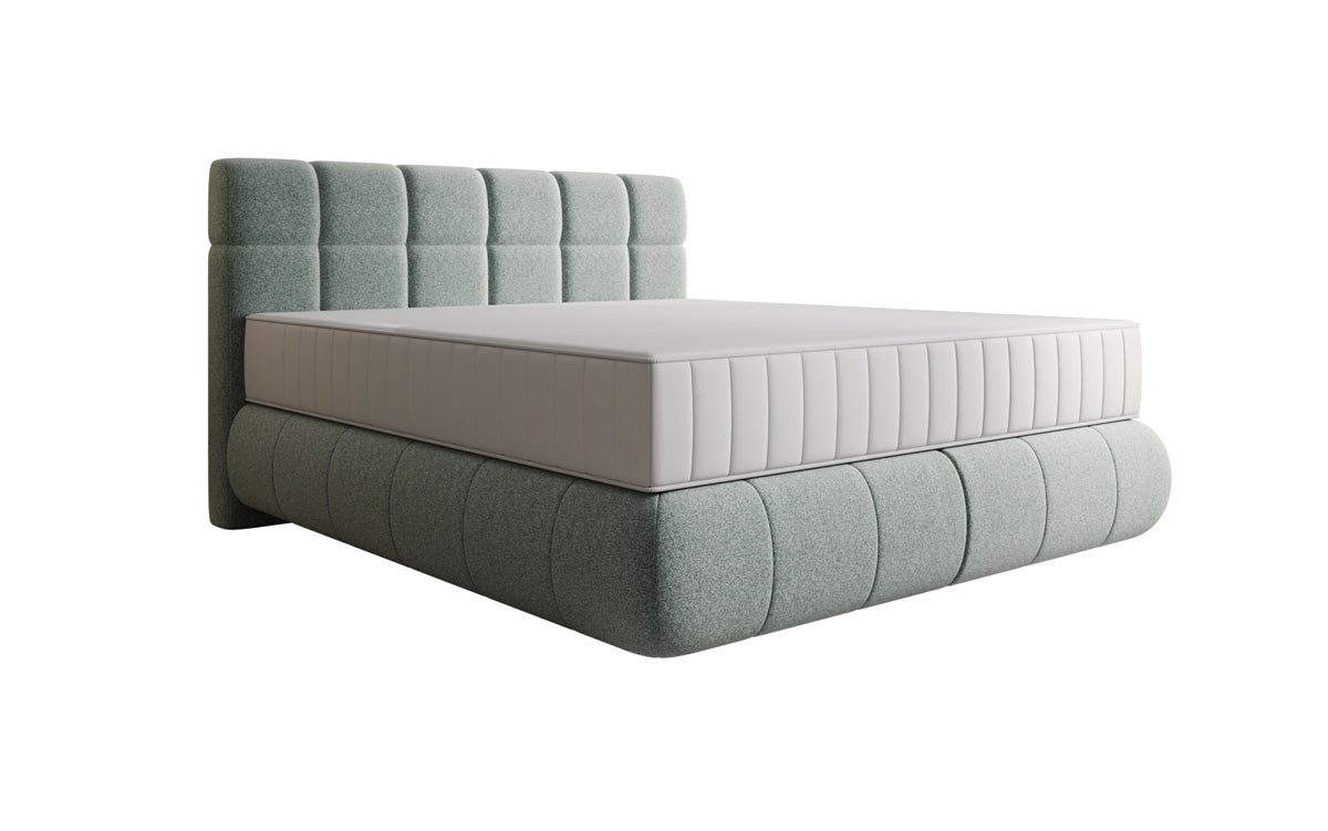 Lit boxspring Nala en tissu texturé avec effet flottant