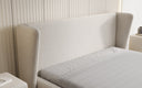 Designer upholstered bed Rosalie in textured fabric with storage