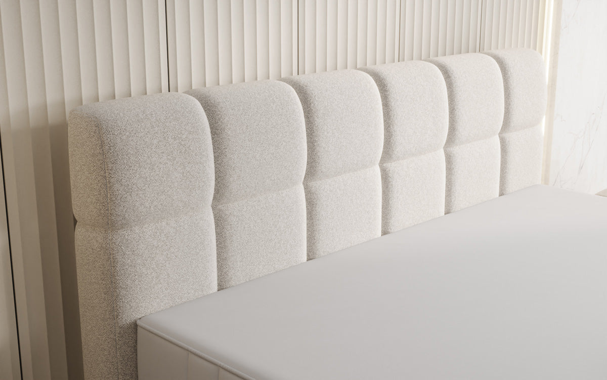 Lit boxspring Nala en tissu texturé avec effet flottant