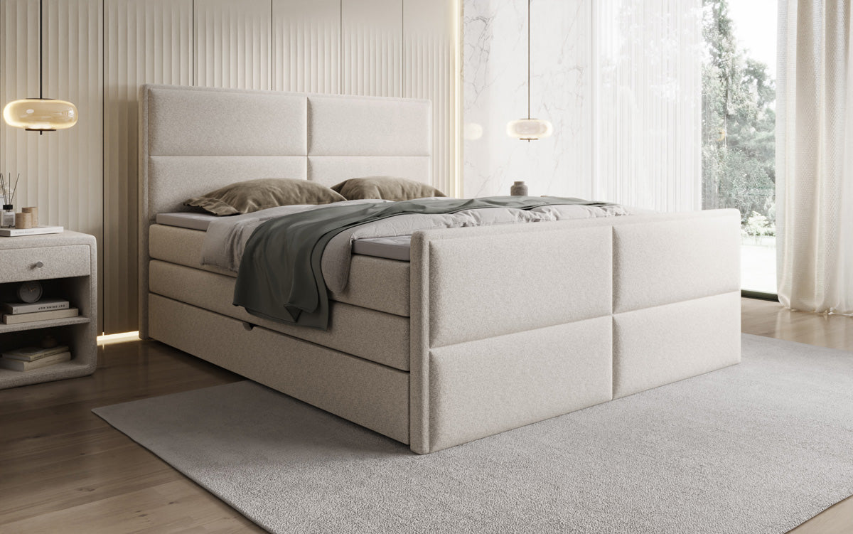 Boxspringbett Viola in Strukturstoff mit Stauraum