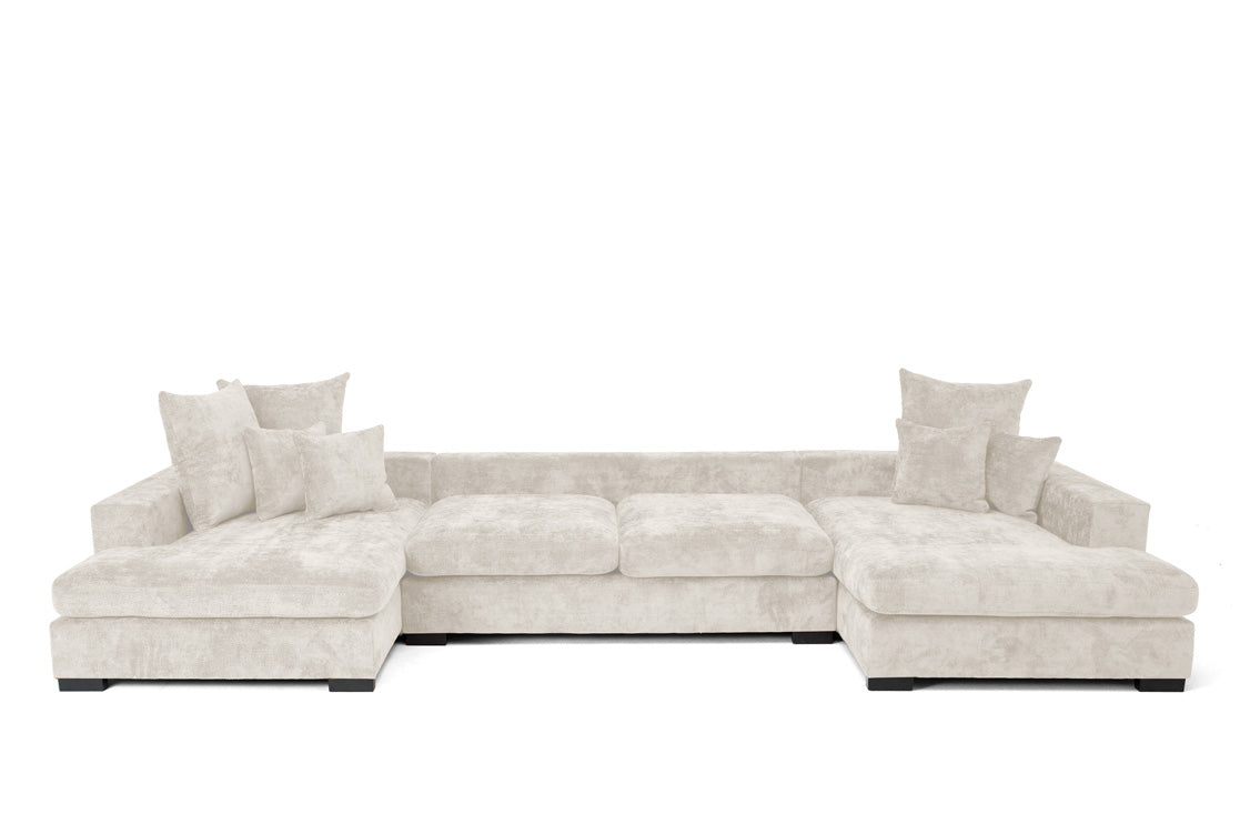 Canapé design Selena U avec fonction couchage en tissu texturé