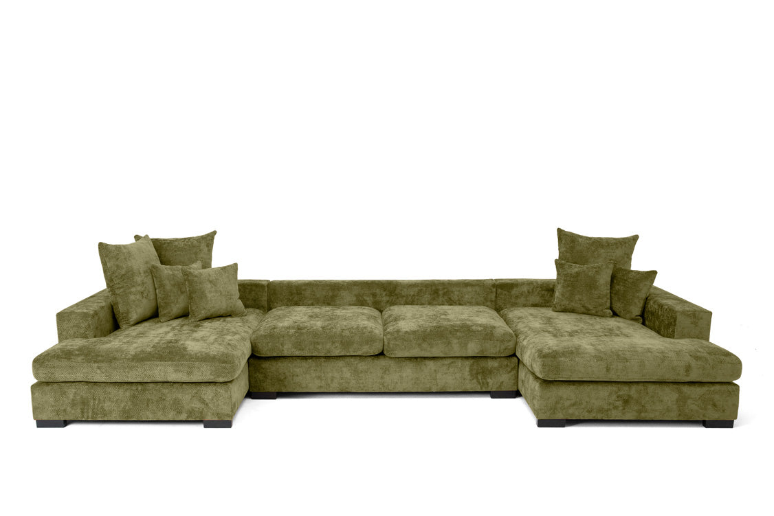Canapé design Selena U avec fonction couchage en tissu texturé