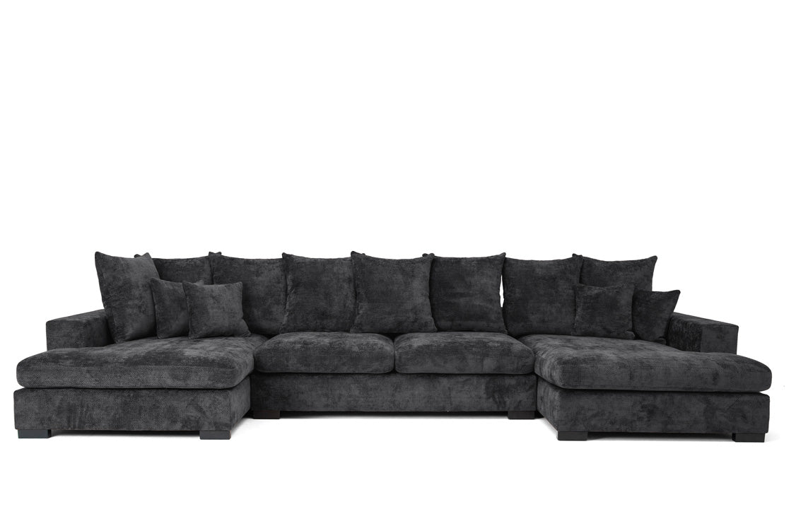 Canapé design Selena U avec fonction couchage en tissu texturé