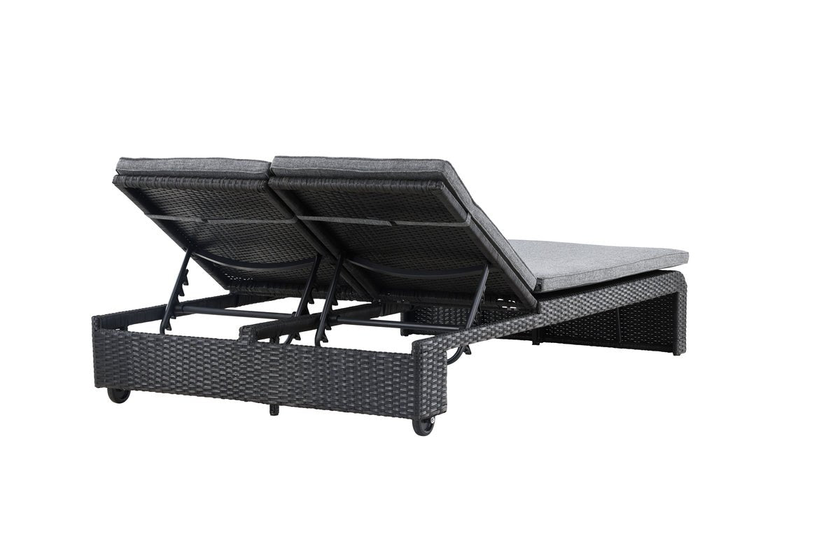 Sonnenliege Lioba - aus synthetischem Rattan in Schwarz