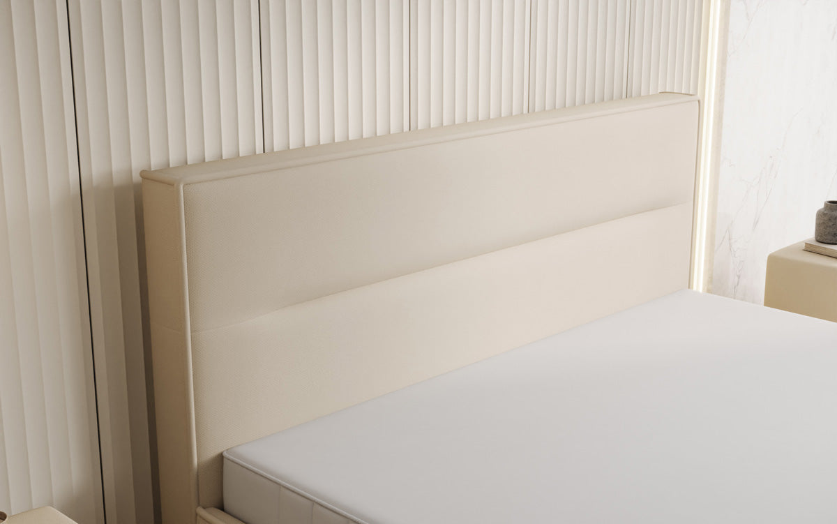 Designer upholstered bed Merry in fabric with storage