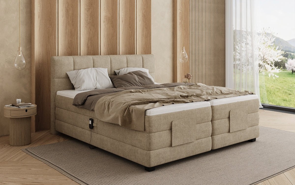 Lit boxspring Monaco - réglable électriquement en Tissu