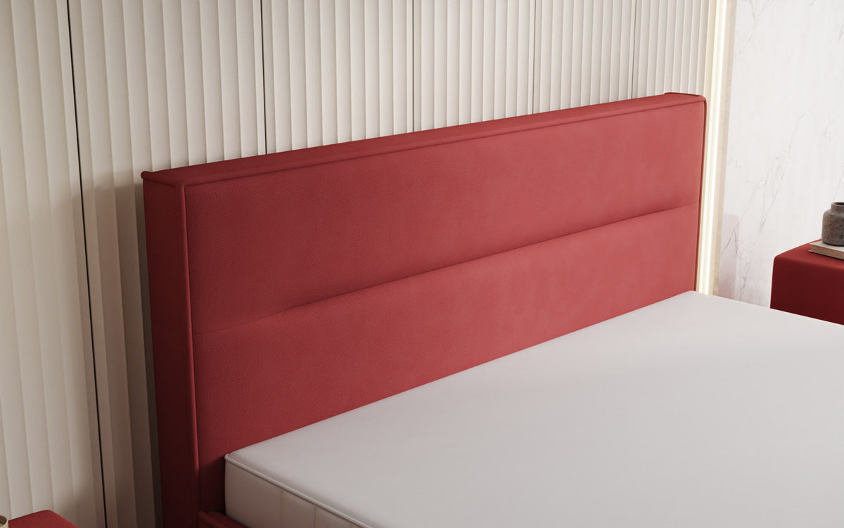 Designer upholstered bed Merry in fabric with storage
