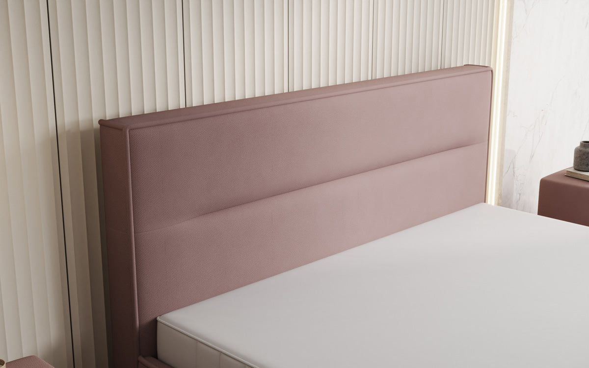 Designer upholstered bed Merry in fabric with storage