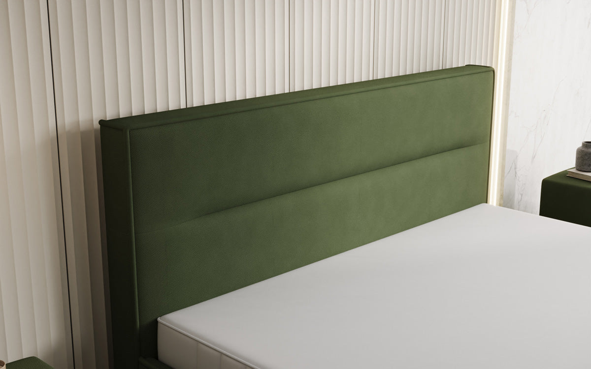 Designer upholstered bed Merry in fabric with storage