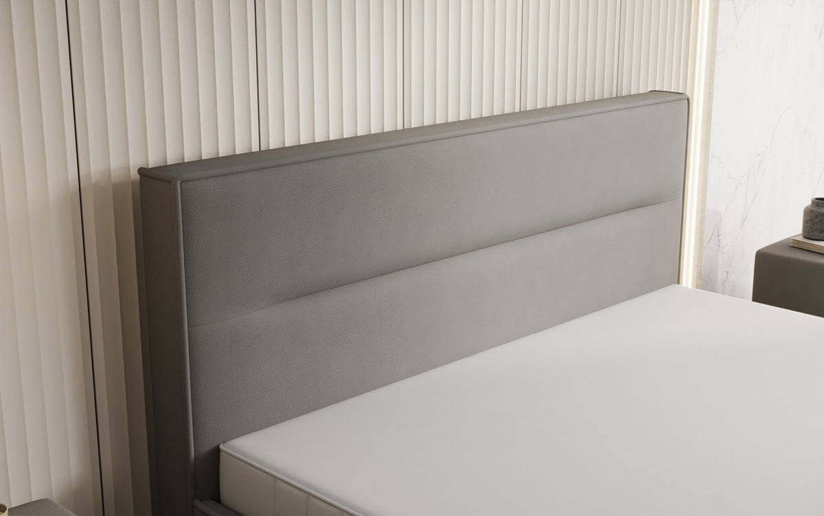 Designer upholstered bed Merry in fabric with storage