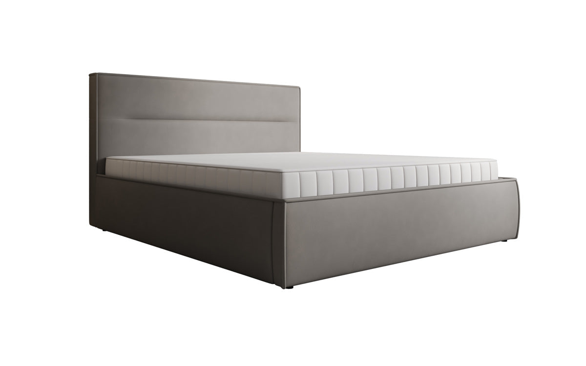 Designer upholstered bed Merry in fabric with storage