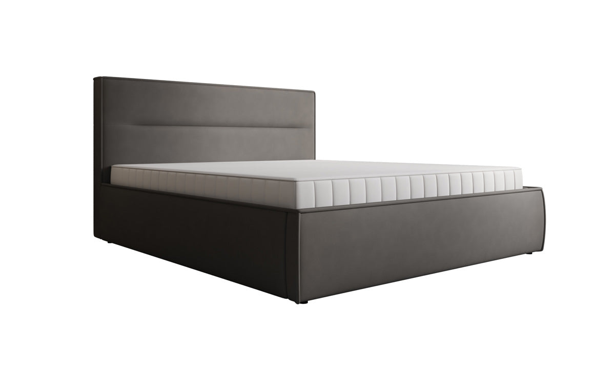 Designer upholstered bed Merry in fabric with storage
