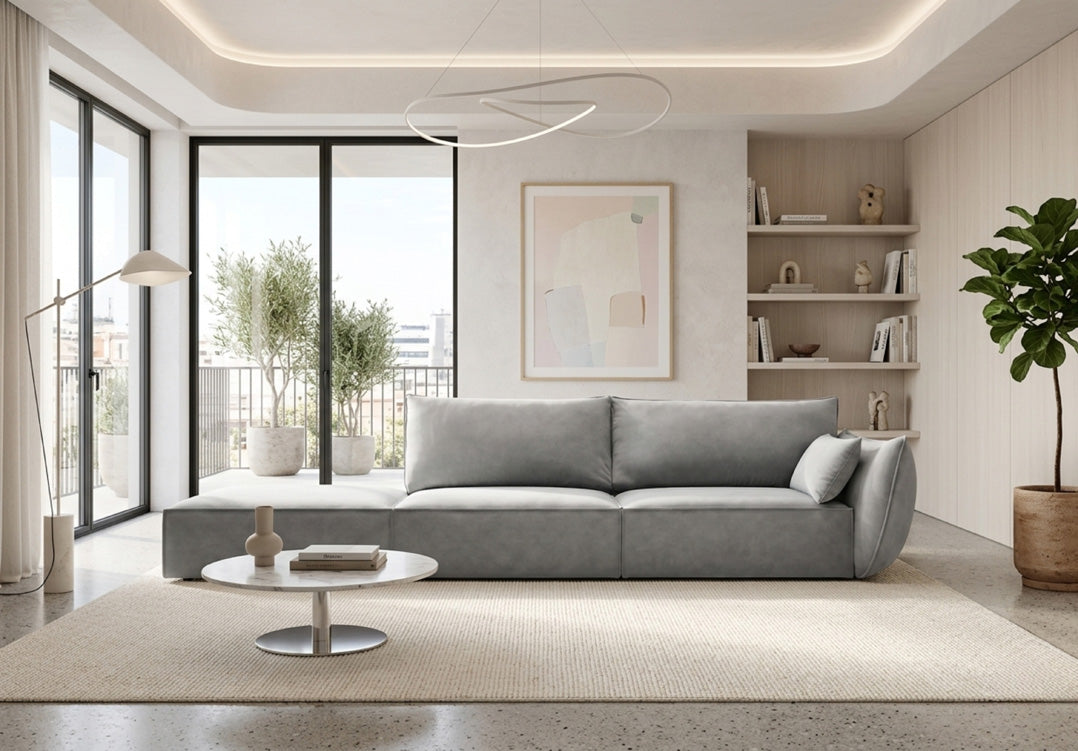 Canapé design avec chaise longue Nuvola en Velours