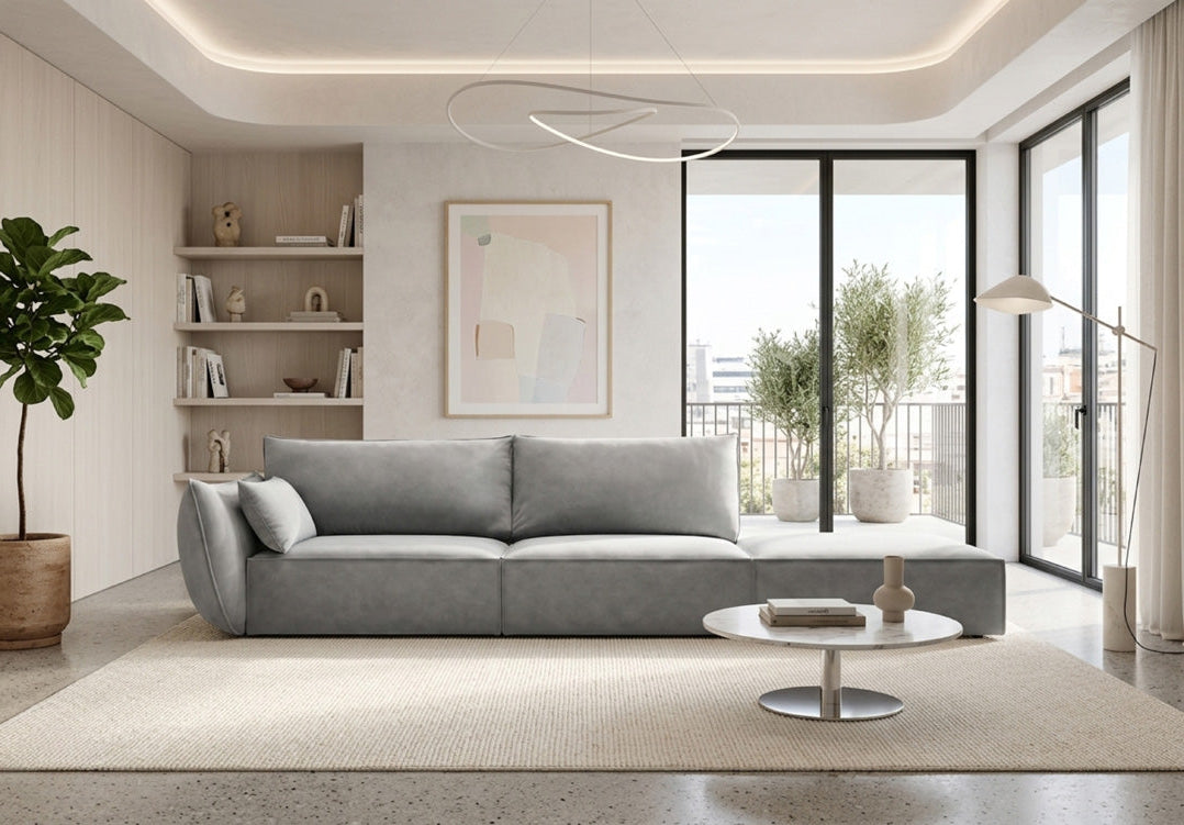 Canapé design avec chaise longue Nuvola en Velours