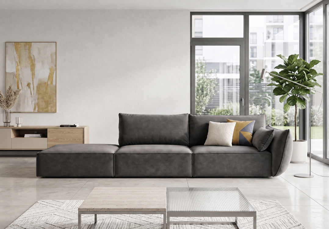 Canapé design avec chaise longue Nuvola en Velours