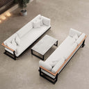 Vayla – 2 Dreisitzer & Tisch aus schwarzem Aluminium | Aevora™ Kollektion