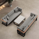 Vayla – 2 Dreisitzer & Tisch aus schwarzem Aluminium | Aevora™ Kollektion
