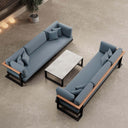 Vayla – 2 Dreisitzer & Tisch aus schwarzem Aluminium | Aevora™ Kollektion
