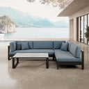 Vayla – Ecklounge, Ecksofa & Tisch aus schwarzem Aluminium | Aevora™ Kollektion