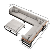 Vayla – Wohnlandschaft mit Doppeltisch & Ecksofa aus schwarzem Aluminium | Aevora™ Kollektion