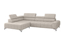 Designer Ecksofa Volo in Chenille Beige, Ottomane links