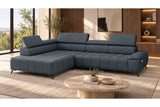 Ecksofa Volo in Chenille Blau, Ottomane links – Ansicht 2