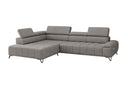 Designer Ecksofa Volo in Chenille Grau, Ottomane links
