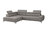 Designer Ecksofa Volo in Chenille Grau, Ottomane links