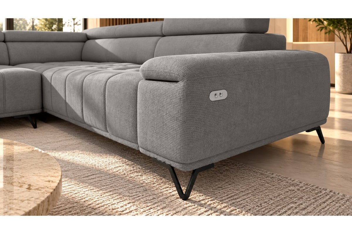 Ecksofa Volo in Chenille Grau, Ottomane links – Ansicht 5