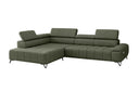 Designer Ecksofa Volo in Chenille Grün, Ottomane links