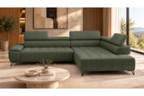 Ecksofa Volo in Chenille Grün, Ottomane rechts – Ansicht 3