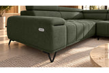 Ecksofa Volo in Chenille Grün, Ottomane rechts – Ansicht 5