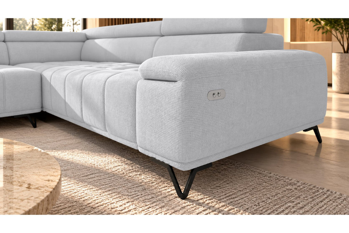 Ecksofa Volo in Chenille Hellgrau, Ottomane links – Ansicht 5