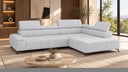 Ecksofa Volo in Chenille Hellgrau, Ottomane rechts – Ansicht 2