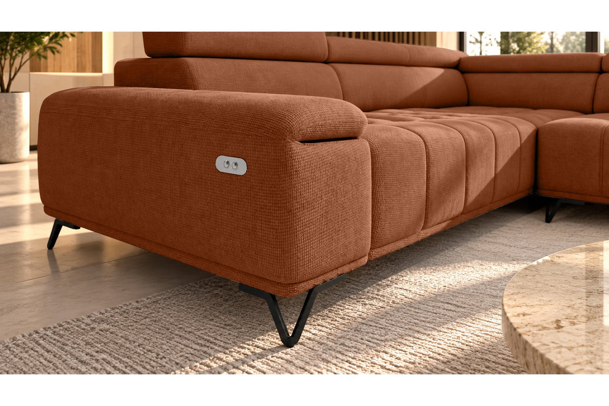 Ecksofa Volo in Chenille Terrakotta, Ottomane rechts – Ansicht 5