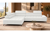 Ecksofa Volo in Chenille Weiß, Ottomane links – Ansicht 3