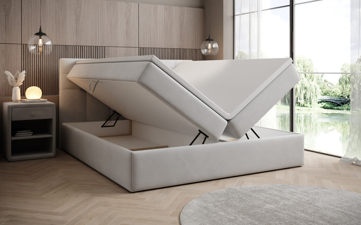 Boxspringbett Lux Samett mat Späicherplaz
