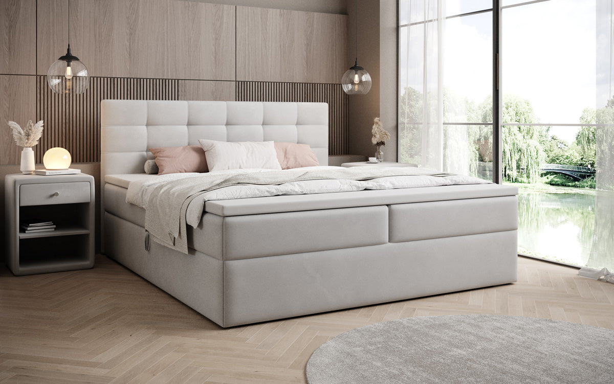 Boxspringbett Lux Samett mat Späicherplaz