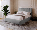 Designer Polsterbett Lunera aus Samt mat Stauraum