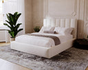 Designer Polsterbett Lunera aus Samt mat Stauraum