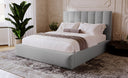 Designer Polsterbett Lunera aus Samt mat Stauraum