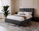 Designer Polsterbett Lunera aus Samt mat Stauraum