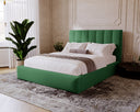 Designer Polsterbett Lunera aus Samt mat Stauraum