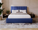 Designer Polsterbett Lunera aus Samt mat Stauraum