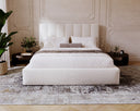 Designer Polsterbett Lunera aus Samt mat Stauraum