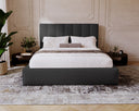 Designer Polsterbett Lunera aus Samt mat Stauraum
