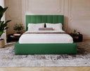 Designer Polsterbett Lunera aus Samt mat Stauraum