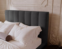 Designer Polsterbett Lunera aus Samt mat Stauraum