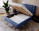 Designer Polsterbett Lunera aus Samt mat Stauraum