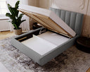 Designer Polsterbett Lunera aus Samt mat Stauraum